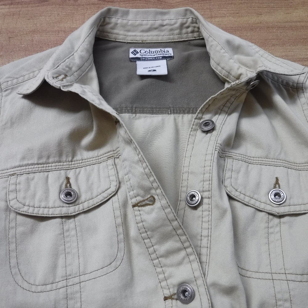 Columbia Beige Button Up Collared Jacket - image 5